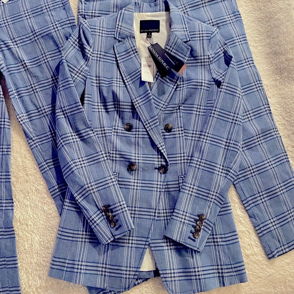 Banana Republic Plaid Double Breasted Blazer